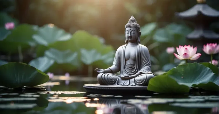 20+ Spiritual Art You Will Adore 2024 54 spiritual art: On a lake stands the figure of Buddha.