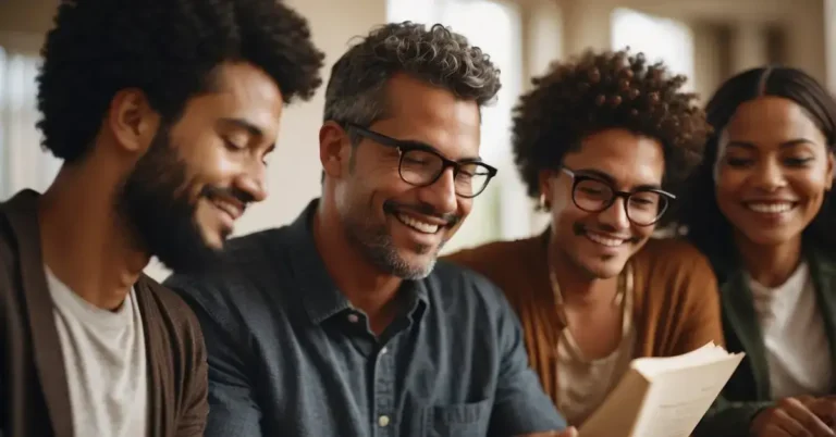 20+ Spiritual Friendship Quotes For A Deeper Connection 2024 108 Spiritual Friendship Quotes: A group of diverse individuals reading and sharing meaningful quotes about spiritual friendship