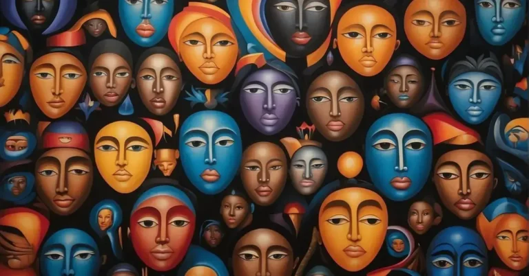 20+ Black Spiritual Art You Have To See 2024 32 black spiritual art: Multiple faces are visible in the picture.