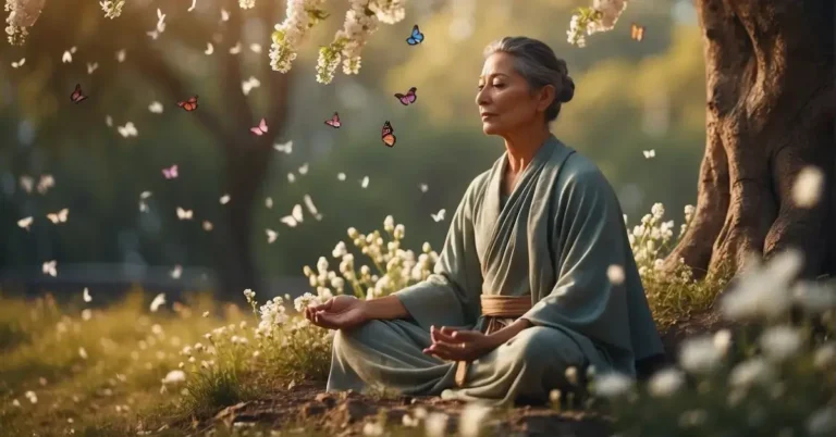 30+ Love Spiritual Art: Surprising Inspirations 2024 1 Love Spiritual Art: A woman sits beneath a tree, meditating.