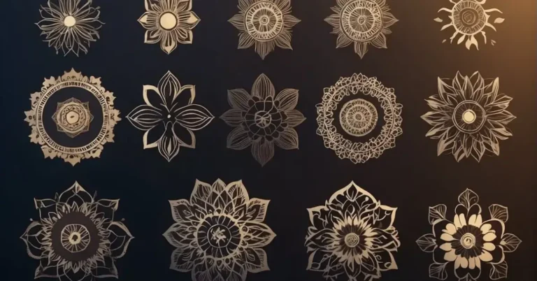 20+ Small Spiritual Tattoos That Will Surprise You 2024 44 small spiritual tattoos: A collection of small spiritual symbols, such as lotus flowers and mandalas, with their meanings displayed in a minimalist and modern style
