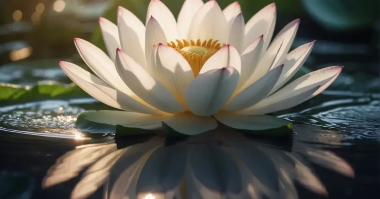 20+ Spiritual Tattoo Ideas You´ll Love Too 2024 107 spiritual tattoo ideas: spiritual tattoo ideas: A serene lotus flower blooming from a swirling pool of water, surrounded by ethereal rays of light and delicate feathers