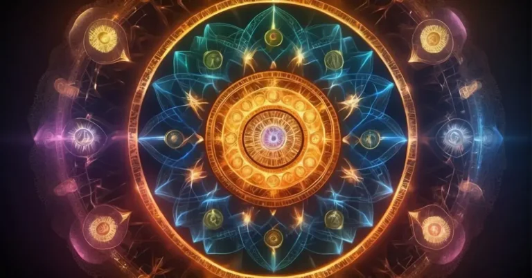 20+ Spiritual Chakra Wallpaper 2024: My Personal Favorites 65 Spiritual Chakra Wallpaper: A glowing, multicolored wheel of energy radiates from the center, surrounded by intricate patterns and symbols representing the seven chakras