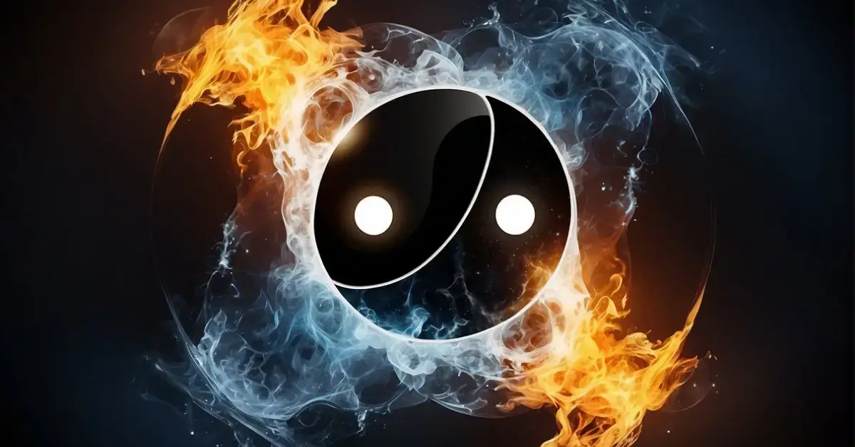 20+ Yin Yang Wallpaper 2024 I’m in Love With 1 Yin Yang Wallpaper: A yin yang symbol with balanced black and white sections, surrounded by flowing elements like water and fire, creating a sense of harmony and unity