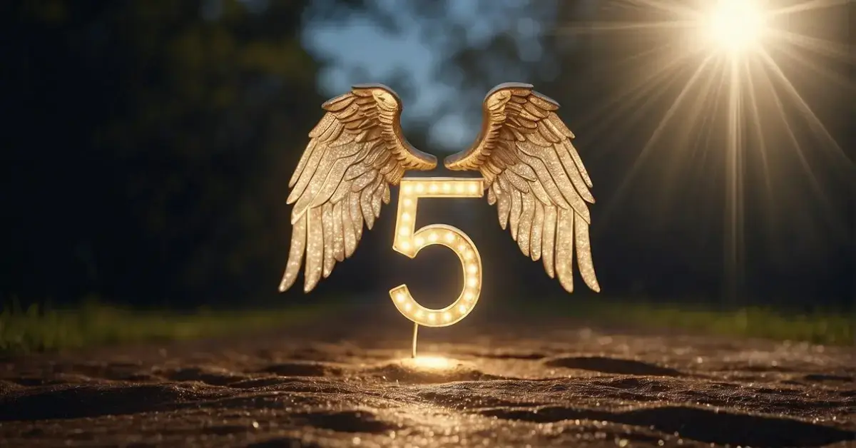 555 Angel Number Meaning and Significance in Your Life 2024 1 555 Angel Number Meaning: A glowing 555 angel number hovers above a path, guiding with a beam of light. Surrounding it, symbols of practical guidance and actions appear