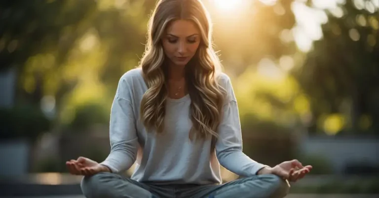 Meditation For Energy: Boost Your Vitality With Simple Techniques 2024 5 Meditation For Energy: A serene figure sits cross-legged, surrounded by vibrant, swirling energy. The atmosphere is calm and peaceful, with a sense of inner stillness and focus