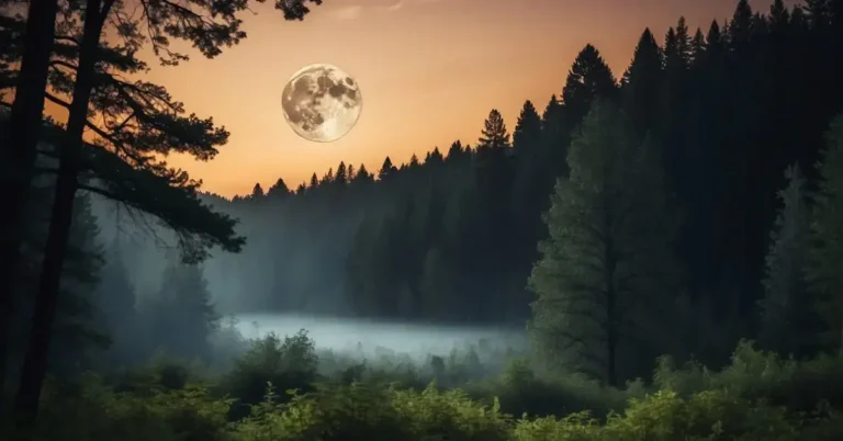 Period On Full Moon Spiritual Meaning: Significance 2024 1 Period On Full Moon Spiritual Meaning: A serene forest bathed in the soft glow of a full moon, with mystical energy emanating from the surroundings