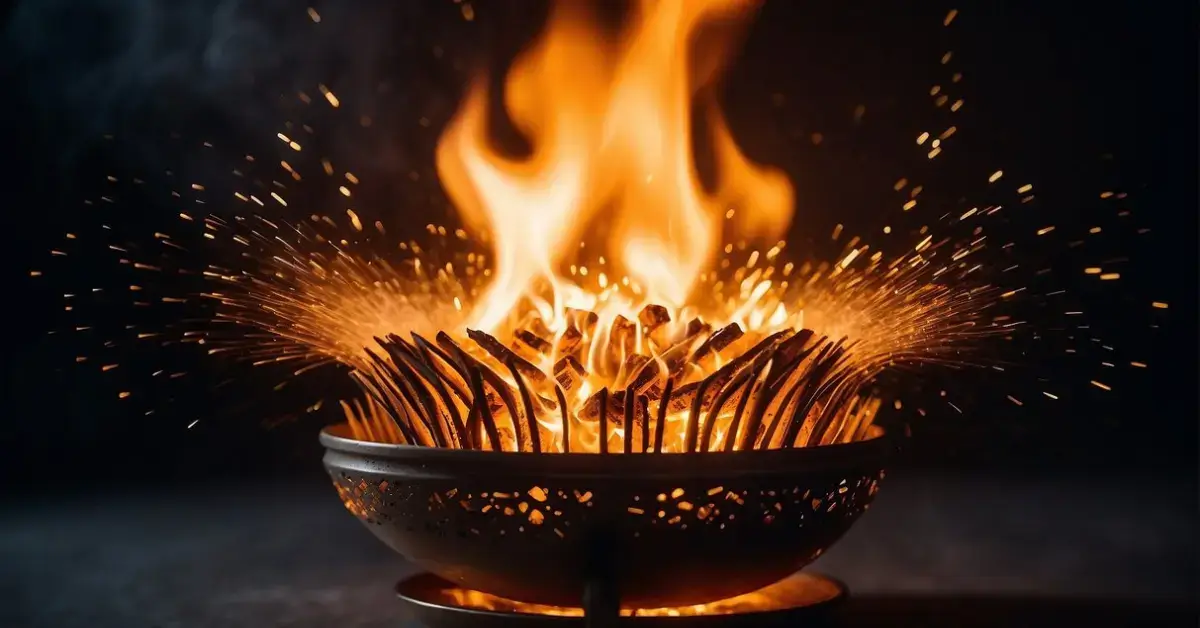Spiritual Meaning of Fire in a Dream: Symbolic Messages 2024 1 Spiritual Meaning Of Fire In A Dream: A blazing fire surrounded by darkness, radiating warmth and light, symbolizing passion, transformation, and purification in a dream