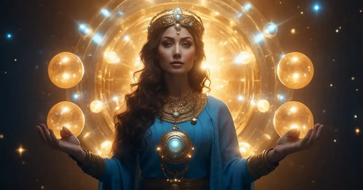 Angel Number 333: Positive Vibrations and Meanings 2024 1 Angel Number 333: A bright, celestial figure surrounded by three glowing orbs, each bearing the number 3. The figure emanates a sense of peace and wisdom