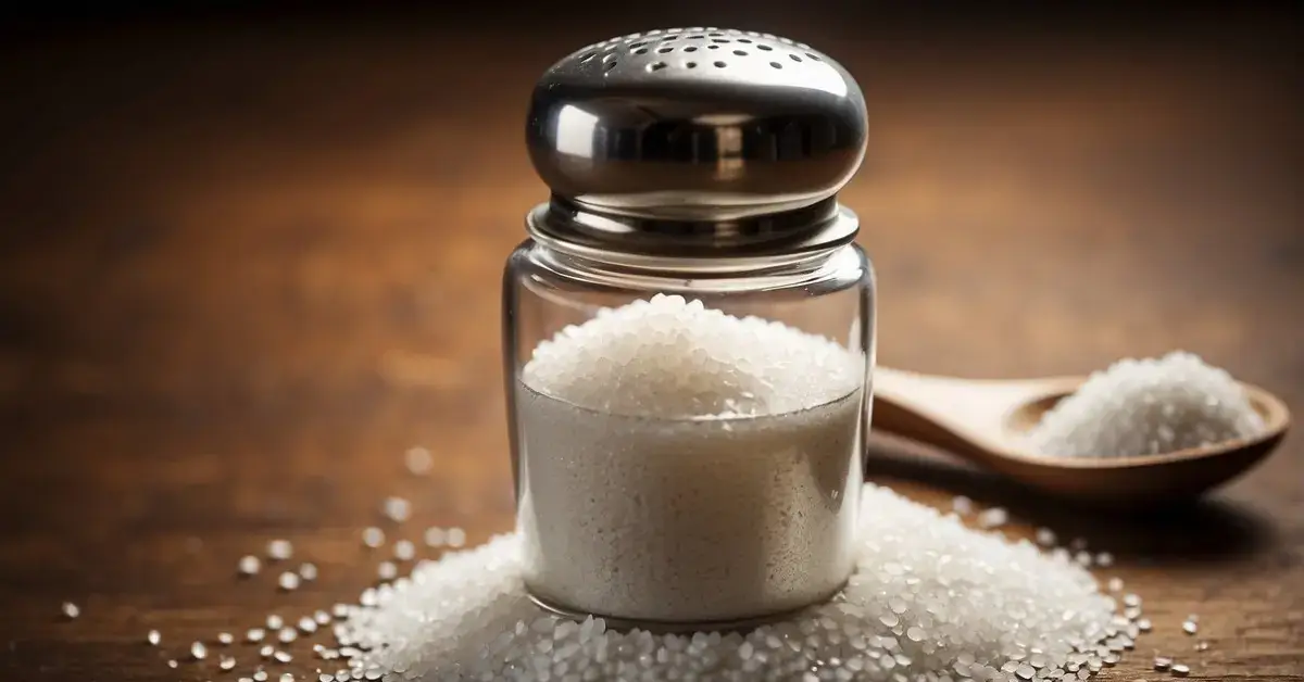Spiritual Meaning Of Salt In The Bible: Symbolism 2024 1 Spiritual Meaning Of Salt In The Bible: A salt shaker sits on a table, surrounded by grains of salt. A beam of light shines down on it, symbolizing the spiritual significance of salt in the Bible