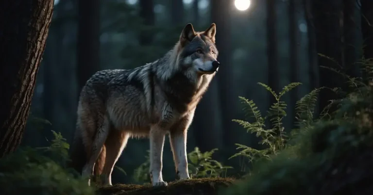 Animal Spirit Guides: Discover Your Spiritual Companions 2024 5 Animal Spirit Guides: A wolf stands tall in a moonlit forest, its piercing eyes focused ahead. A bear and owl watch from the shadows, while a snake slithers through the underbrush