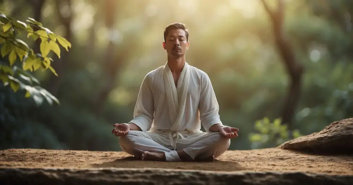 How To Connect With Your Higher Self: Simple Steps 2024 1 How To Connect With Your Higher Self: A figure meditates in a serene natural setting, surrounded by soft light and a feeling of inner peace