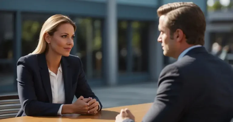 How to Mediate Conflict: Tips for Peaceful Resolutions 2024 4 How to Mediate Conflict: Two individuals sit across from each other, engaged in a conversation. A mediator listens attentively, offering guidance and support