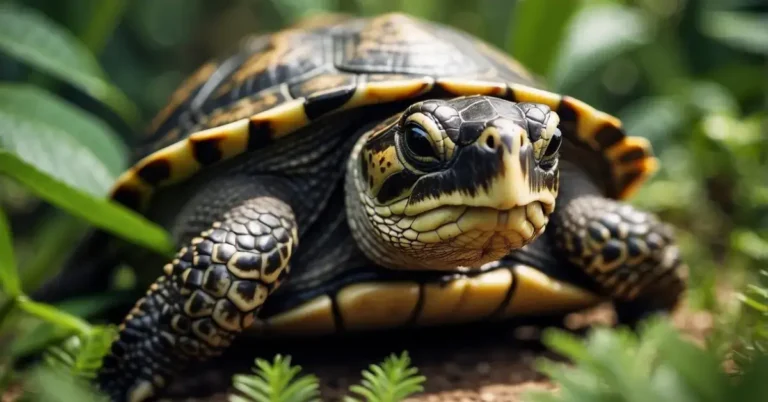 Spiritual Meaning Of Turtles: Wisdom In Nature 2024 9 Spiritual Meaning Of Turtles: A turtle surrounded by lush greenery, with a calm and wise expression, symbolizing longevity and protection in the spiritual world