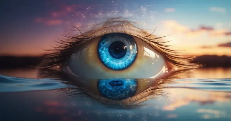 How To Open Your Third Eye: Guide To Spiritual Awakening 2024 7 How To Open Your Third Eye: A serene landscape with a glowing, ethereal third eye floating above a calm body of water, surrounded by vibrant, swirling energy