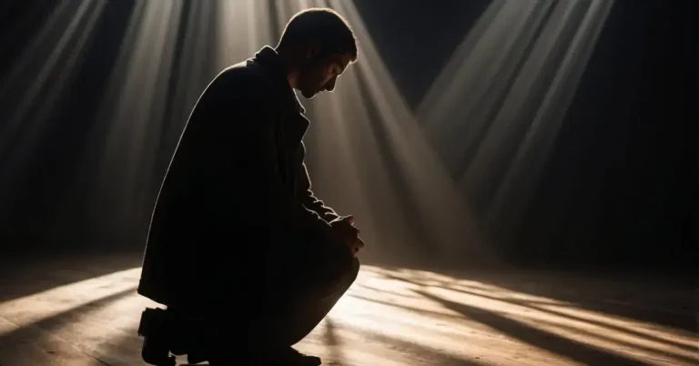 How to Pray When Under Spiritual Attack: A Friendly Guide 2024 6 How to Pray When Under Spiritual Attack: A figure kneeling in prayer, surrounded by dark, swirling shadows. A bright, radiant light emanates from the figure, dispelling the darkness