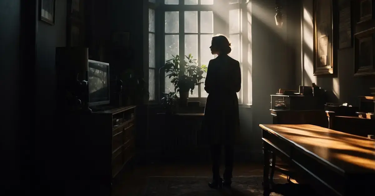 Shadow Work Questions: Friendly Guide To Self-Discovery 2024 1 Shadow Work Questions: A dimly lit room with a single source of light casting deep shadows, creating a sense of mystery and introspection