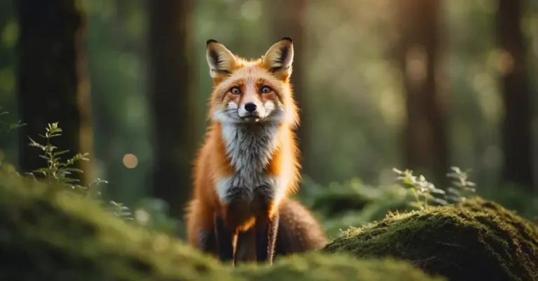 Spiritual Meaning of Fox: Uncovering Its Significance 2024 3 Spiritual Meaning of Fox: A fox standing in a peaceful forest, surrounded by vibrant greenery and soft sunlight, with a sense of wisdom and mystery emanating from its eyes