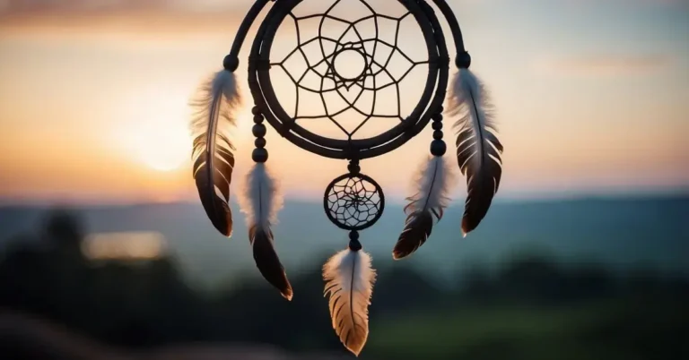 Spiritual Meaning Of Tattoo In A Dream: Hidden Messages 2024 4 Spiritual Meaning Of Tattoo In A Dream: A dreamcatcher tattoo hovers above a serene landscape, surrounded by symbolic elements like feathers, beads, and a crescent moon
