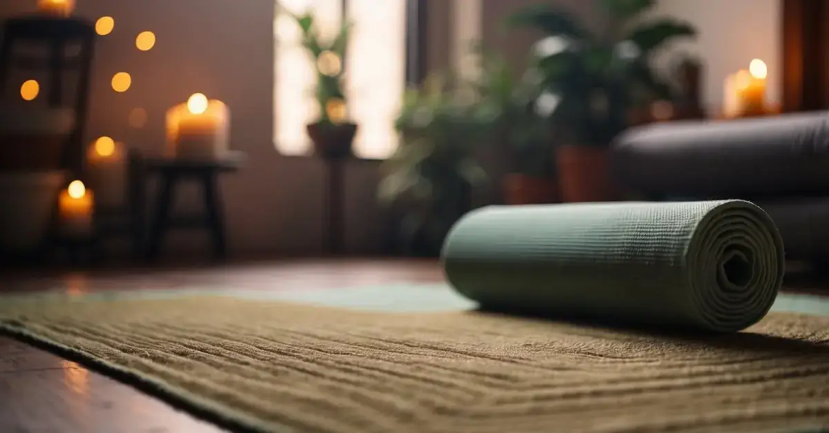 How To Practice Kriya Yoga At Home: A Beginner's Guide 2024 1 How To Practice Kriya Yoga At Home: A serene space with a yoga mat, incense, and soft lighting for practicing kriya yoga at home