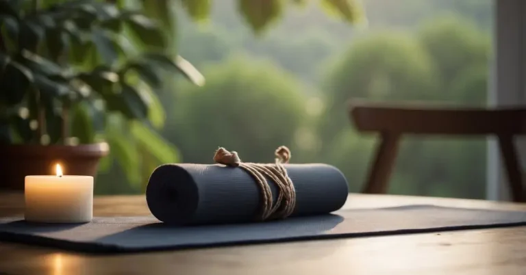 How To Practice Yoga As A Christian: Blending Faith 2024 4 How To Practice Yoga As A Christian: A serene setting with a cross and yoga mat, symbolizing the integration of Christian faith and yoga practice. Peaceful atmosphere with soft lighting and a sense of spiritual connection