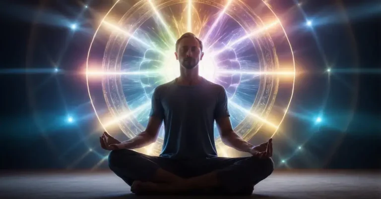How To Unblock Chakras: Easy Tips For Beginners 2024 8 How To Unblock Chakras: A glowing, multicolored wheel of energy floats above a meditator, with beams of light radiating from each chakra point