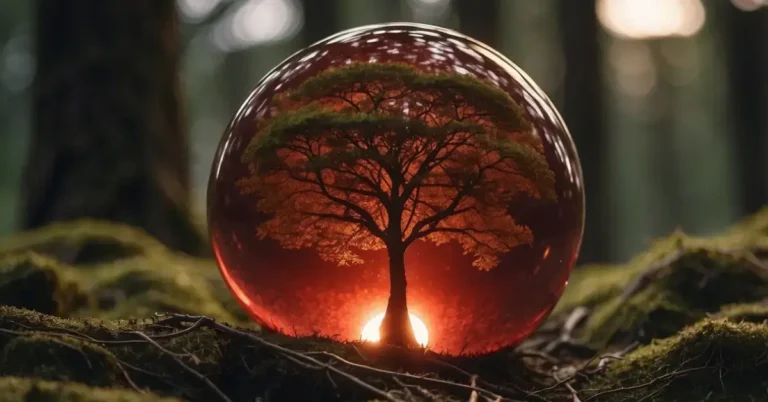 Root Chakra Meditation: Unlock Your Inner Strength 2024 8 Root Chakra Meditation: A glowing red orb hovers at the base of a tree, surrounded by earth and roots. A figure meditates nearby