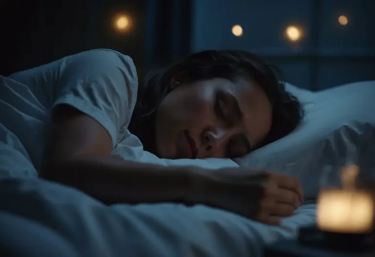Side Effects Of Drinking Moon Water: What You Need To Know 2024 4 Side Effects Of Drinking Moon Water: A person lying in bed, clutching their stomach in pain, while tears stream down their face. The room is dimly lit, with a bottle of moon water on the bedside table