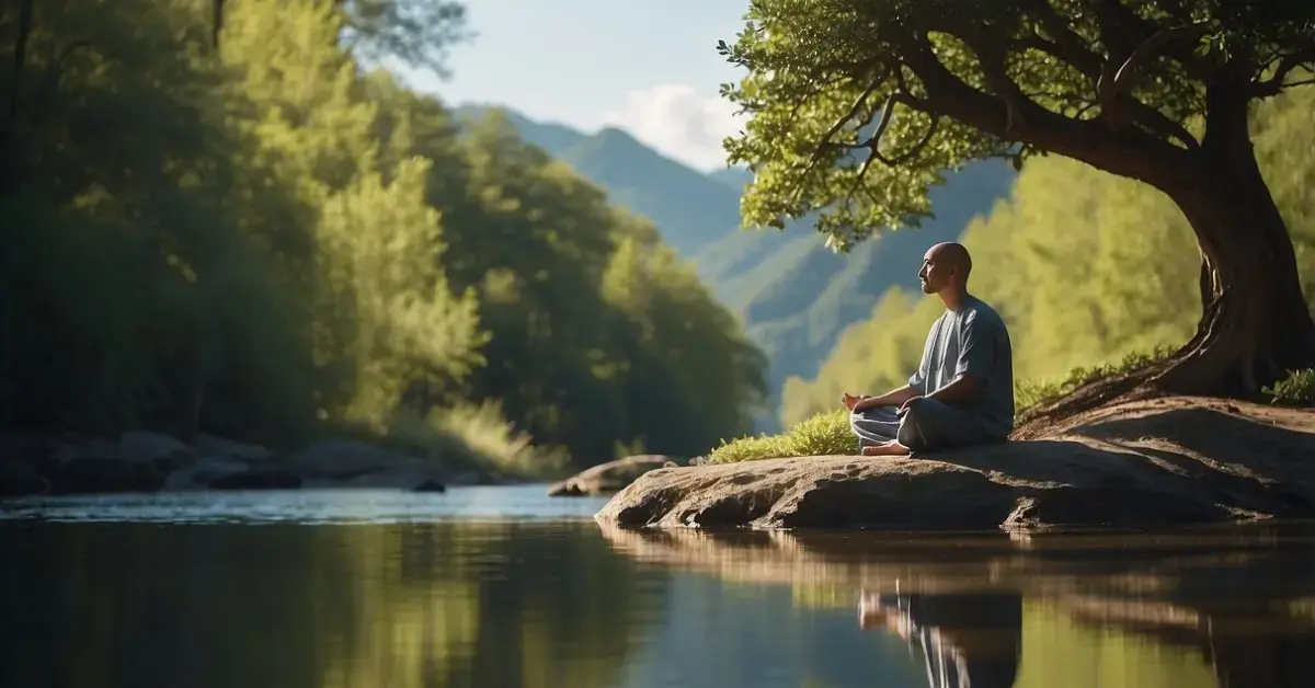 Spiritual Awareness: Journey To Inner Peace And Clarity 2024 1 Spiritual Awareness: A serene forest with rays of sunlight shining through the trees, illuminating a path leading to a tranquil pond surrounded by lush greenery