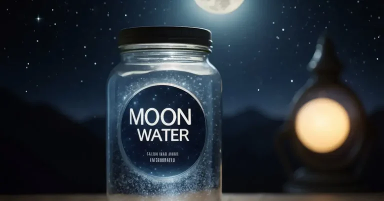 How To Use Moon Water: Simple Rituals For Everyday Magic 2024 9 How To Use Moon Water: A glass jar filled with water sits under a full moon, absorbing its energy. A label reads "Moon Water" with instructions on usage
