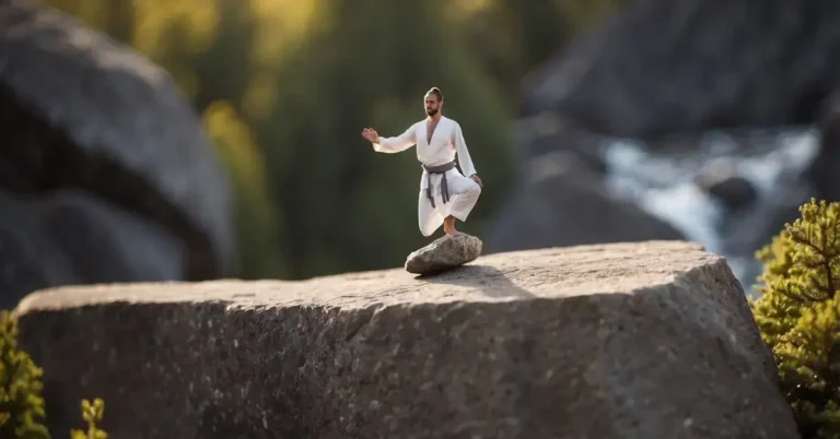 Why Is Kundalini Yoga Dangerous? Understanding the Risks 2024 1 Why Is Kundalini Yoga Dangerous: A figure balancing on a narrow ledge with jagged rocks below, representing the potential risks and challenges of kundalini yoga